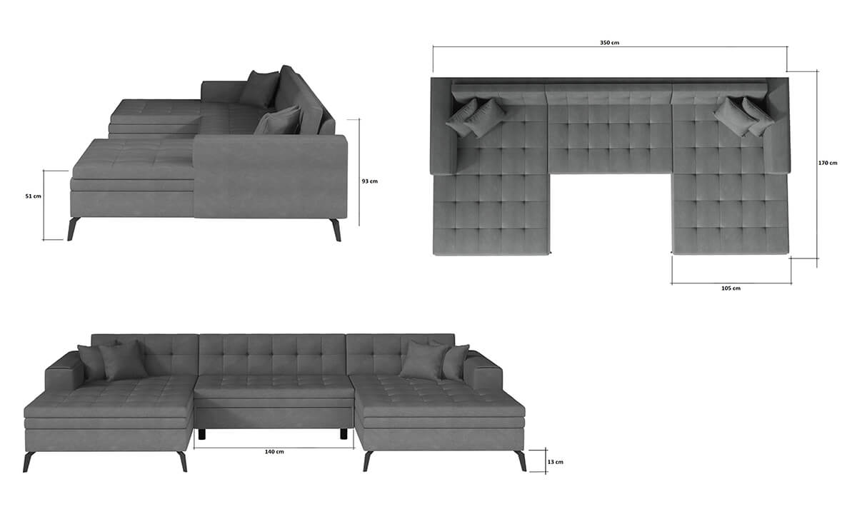 Vertizo U-Shaped Corner Sofa