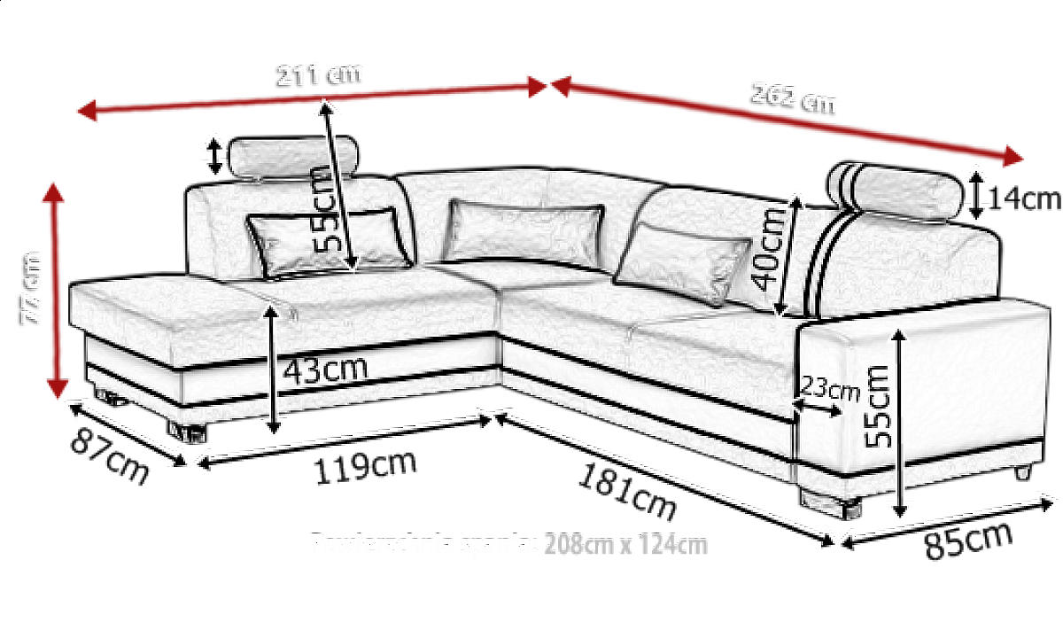 L-Shaped Upholstered Corner Sofa Bed Veratti