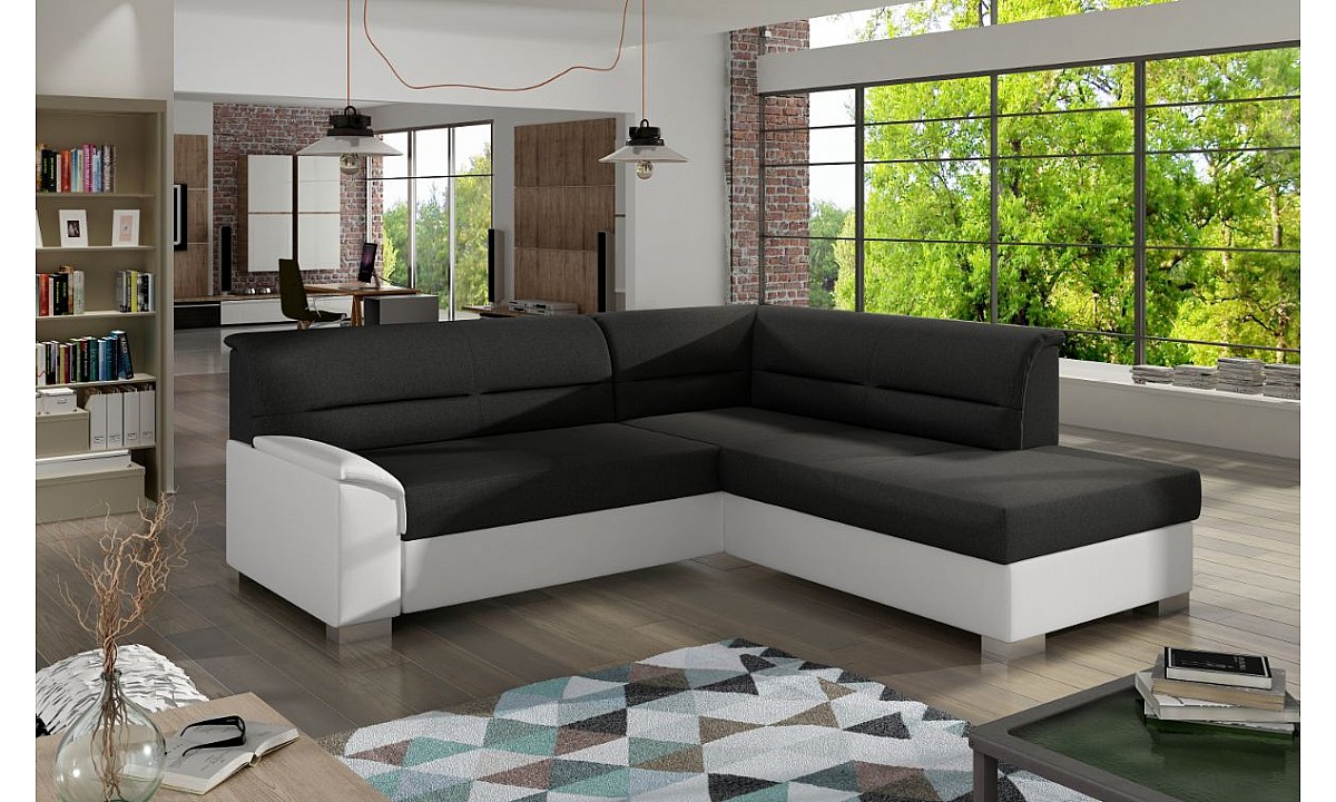 L-Shaped Upholstered Corner Sofa Bed with Storage BERGEN
