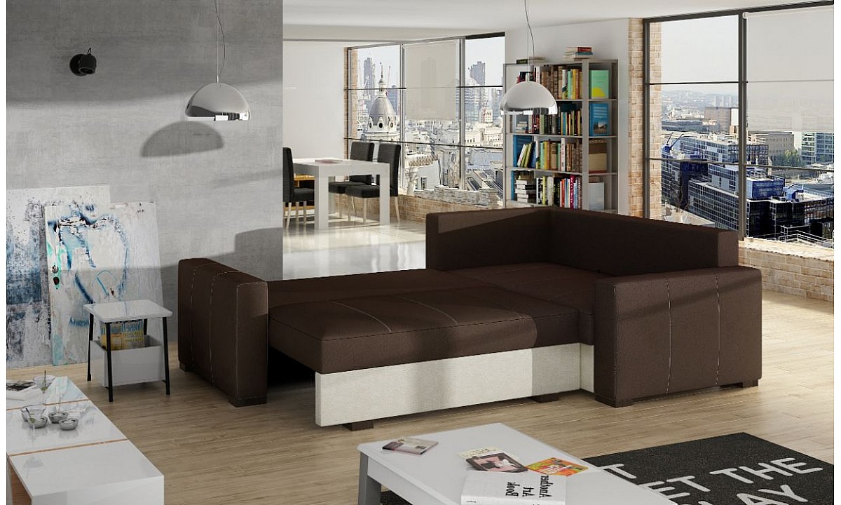 L-Shaped Upholstered Corner Sofa Bed with Storage CORONA