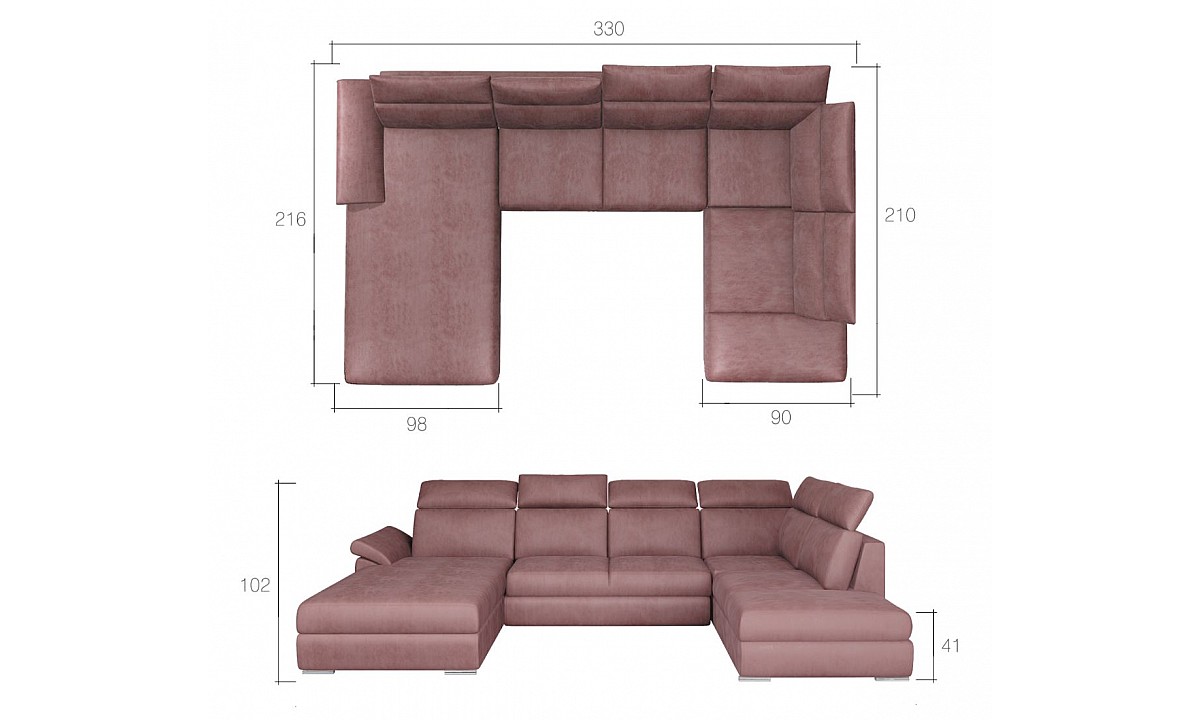 U-Shaped Fabric Corner Sofa EVANELL