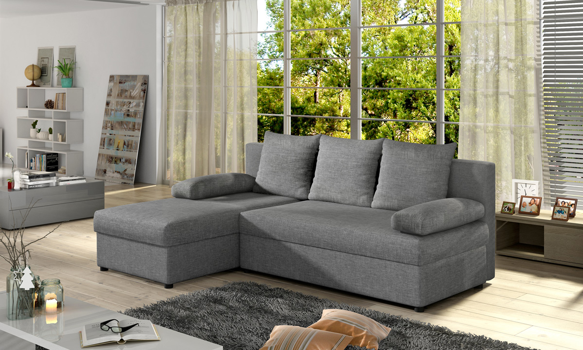 Minimalist Upholstered Corner Sofa Bed with Storage GINO