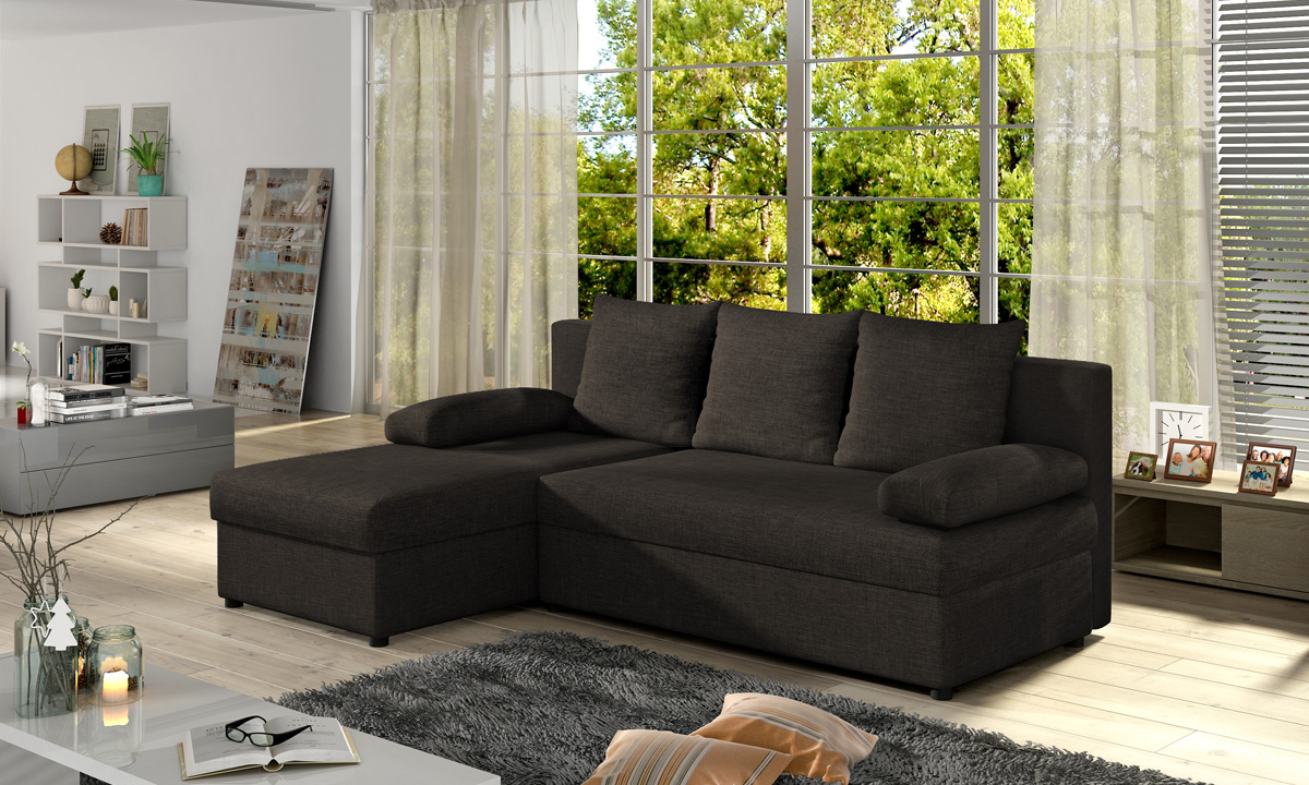 Minimalist Upholstered Corner Sofa Bed with Storage GINO