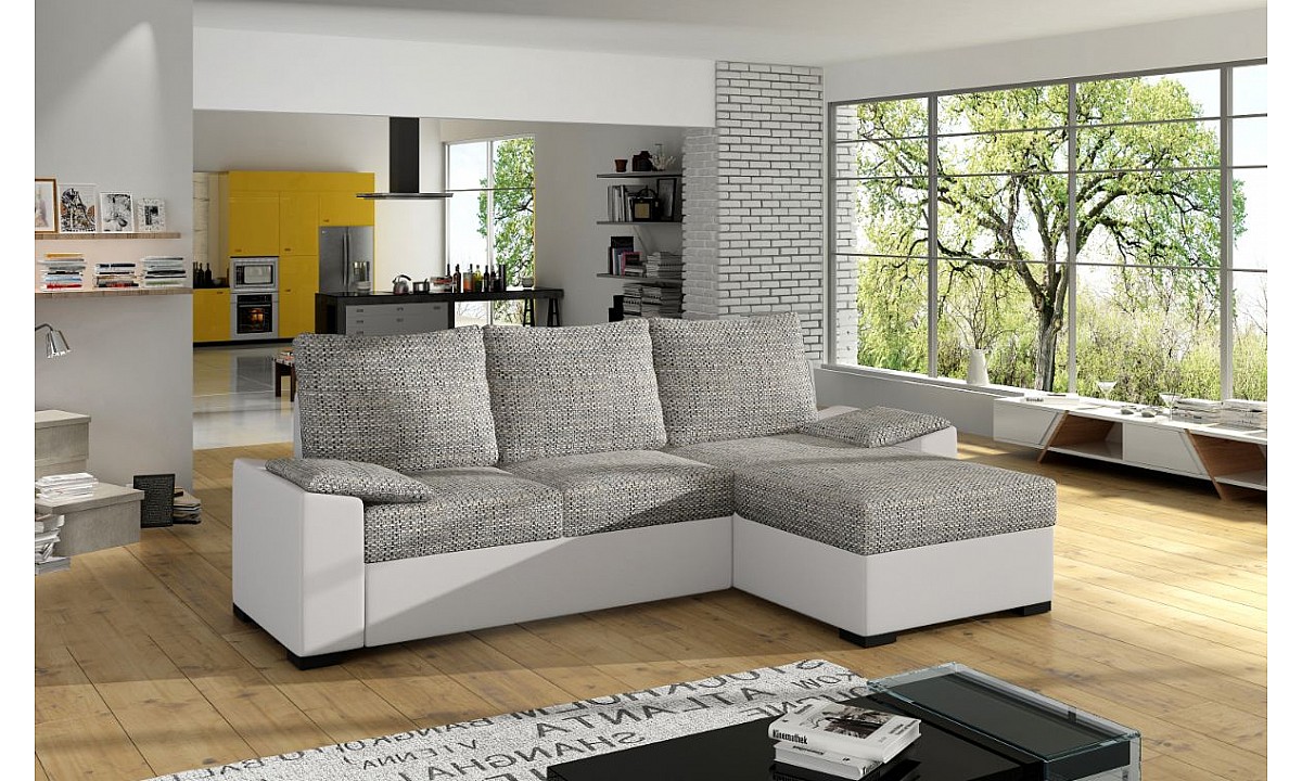Modern Upholstered Corner Sofa Bed with Storage LUSSO