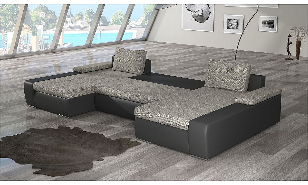 U-Shaped Upholstered Sofa Bed with Storage MARINO