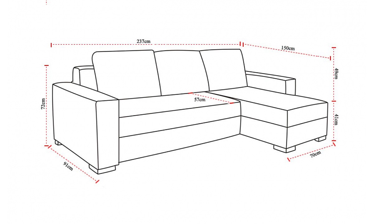 L-shaped Upholstered Corner Sofa Bed with Storage NEWARK