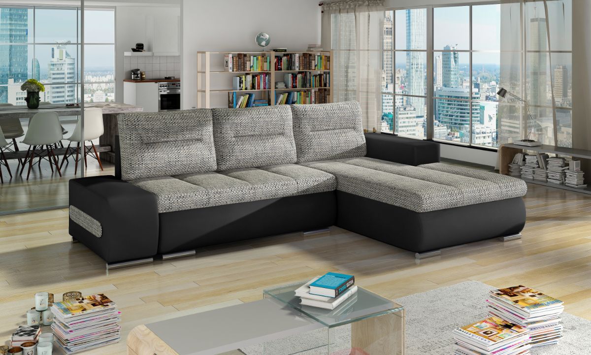 L-Shaped Upholstered Corner Sofa Bed with Storage OTTAVIO
