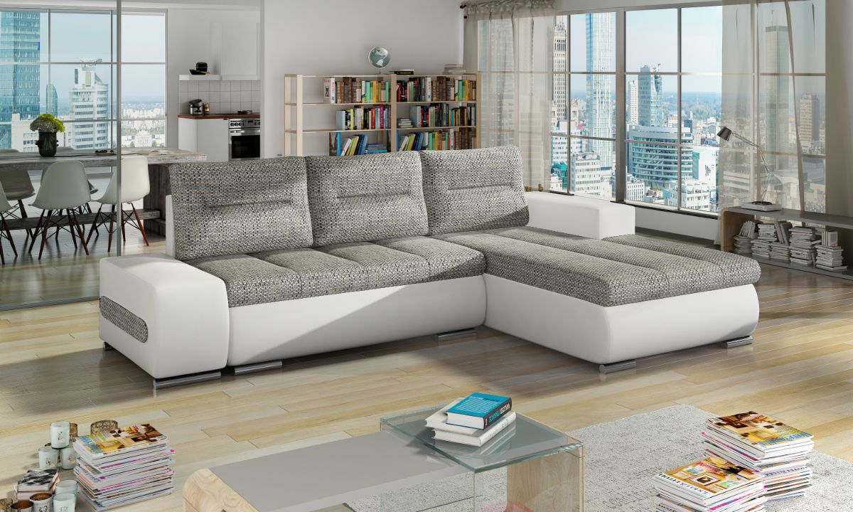 L-Shaped Upholstered Corner Sofa Bed with Storage OTTAVIO