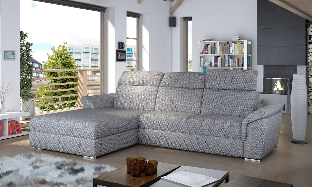 L-Shaped Upholstered Corner Sofa Sleeping Function TREVISCO