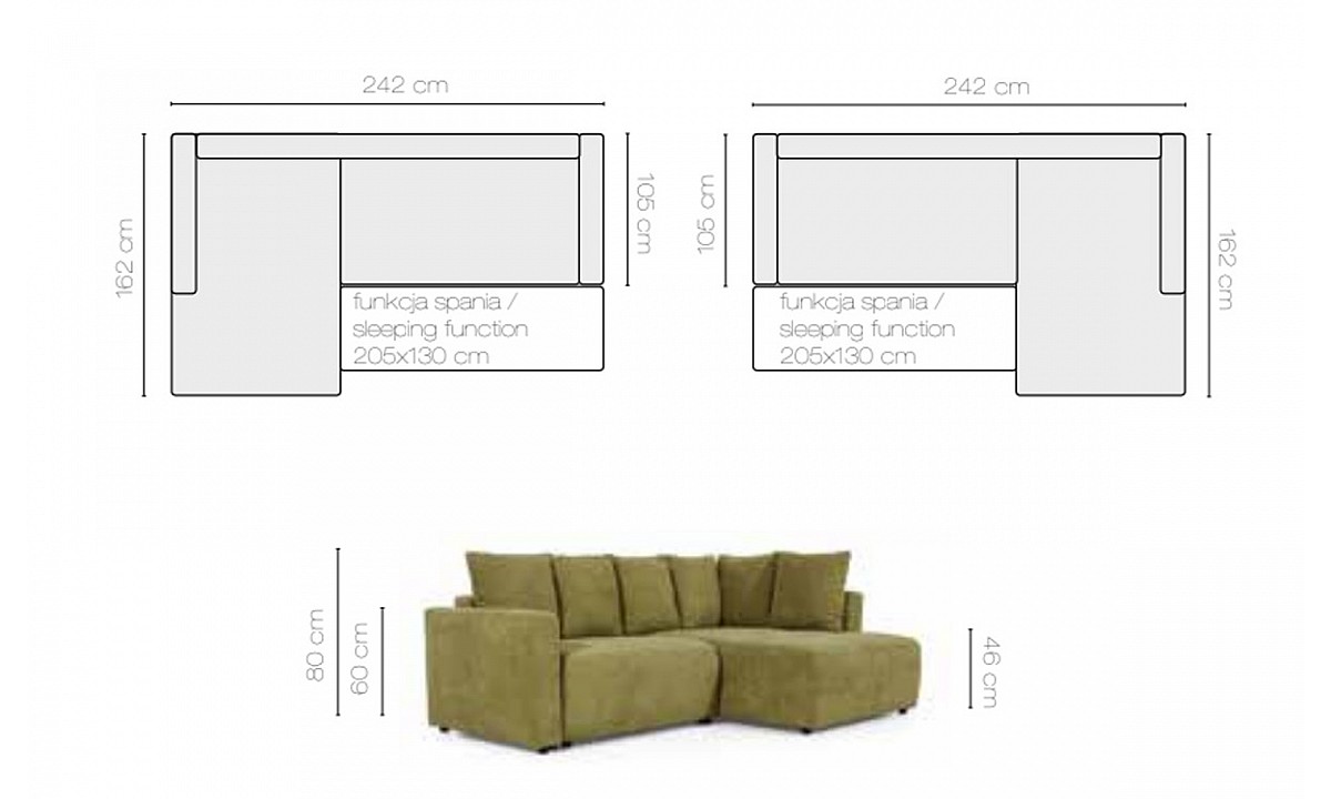 Caram Modern Sofa Corner Bed
